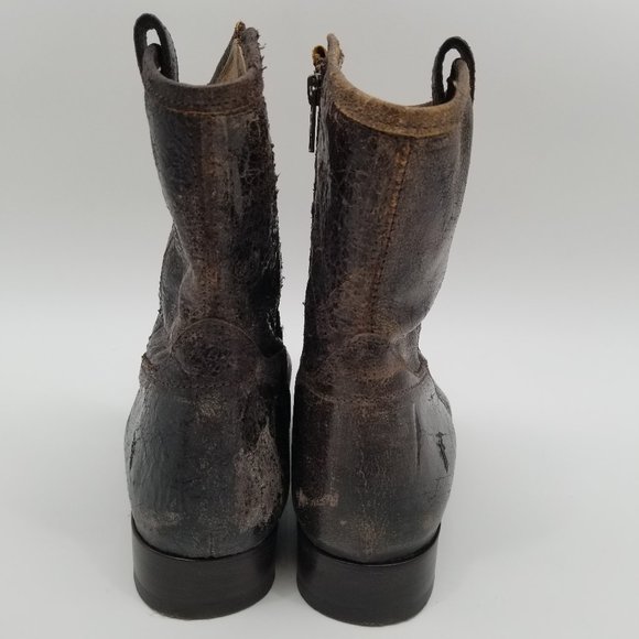 FRYE | Melissa Button Ankle Booties w/ Crackle Leather - 11B - Picture 4 of 13